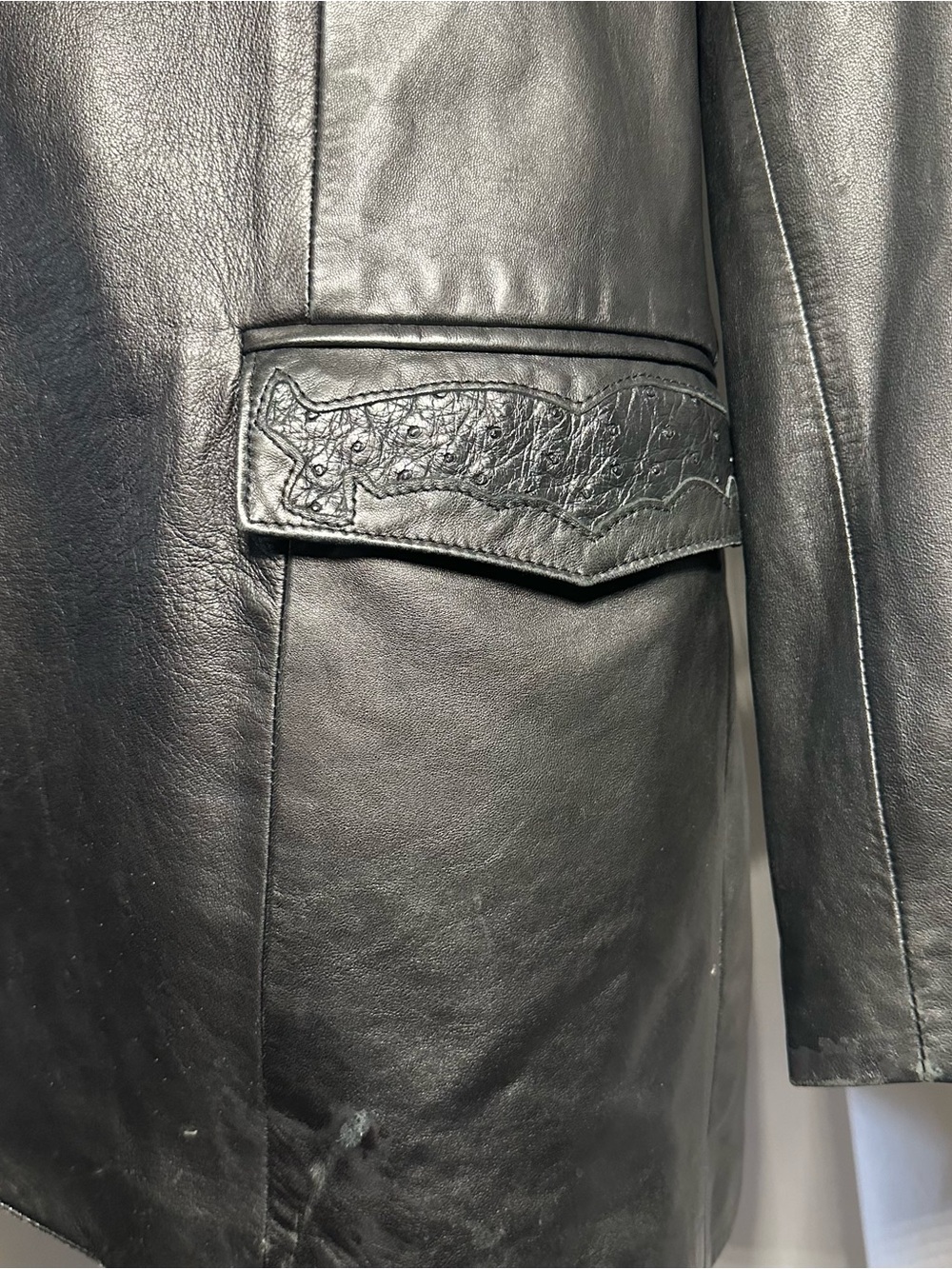Scully Men's Black Leather Western-Style Blazer - Picture 5 of 5